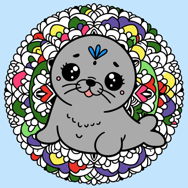 a cute baby seal mandala