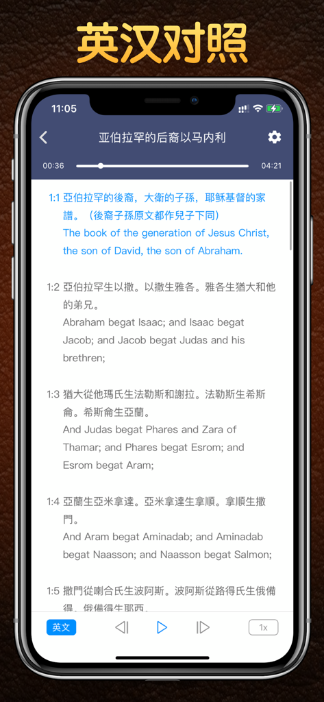 语音圣经 - Standard Bible - Bilingual Chinese and English scripture with audio player