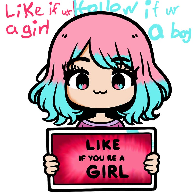 a cute girl holding a sign that says like if you’re a girl