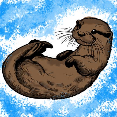 realistic otter on its back