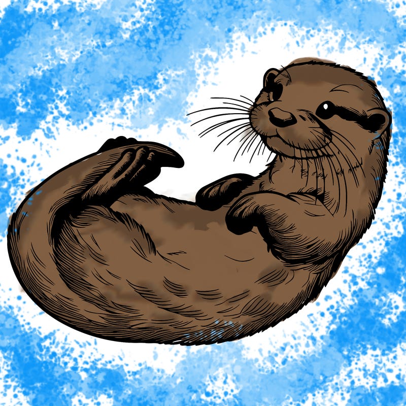 realistic otter on its back