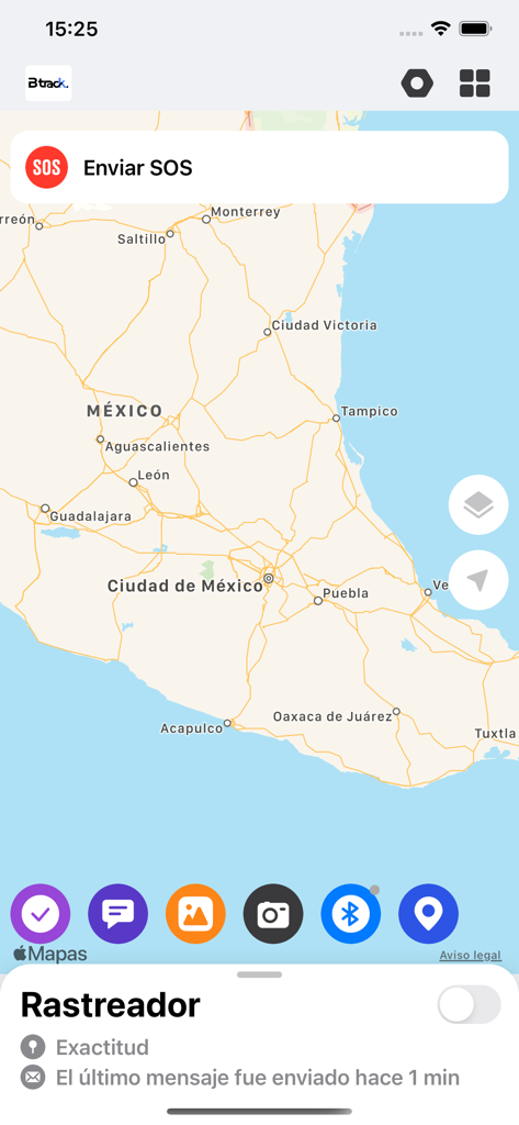 Blac Track - Blac Track mobile app interface showing a GPS map and a prominent SOS emergency button.