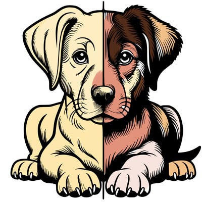 realistic dog split picture