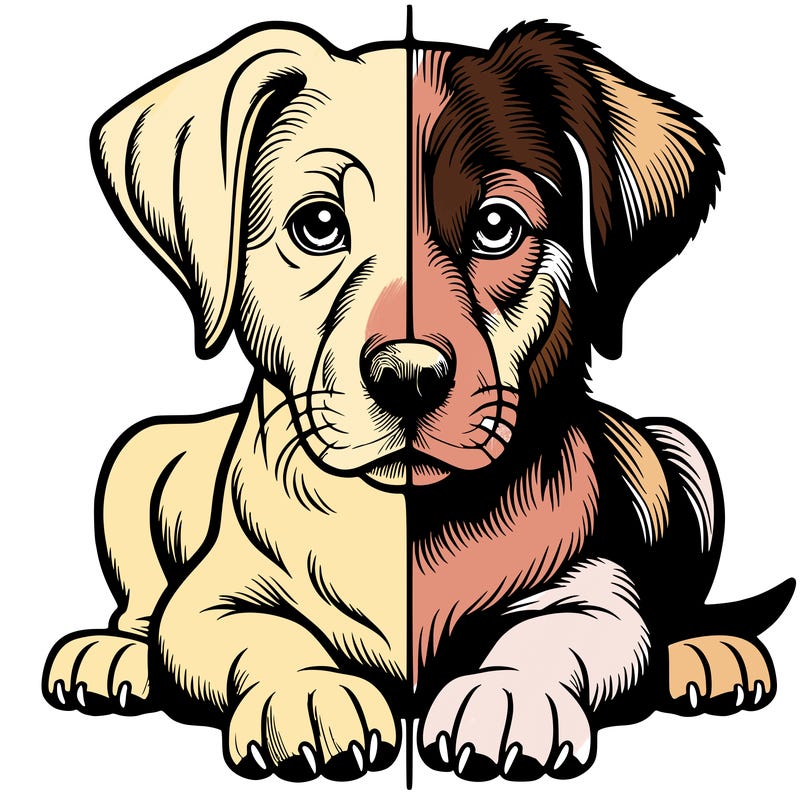 realistic dog split picture