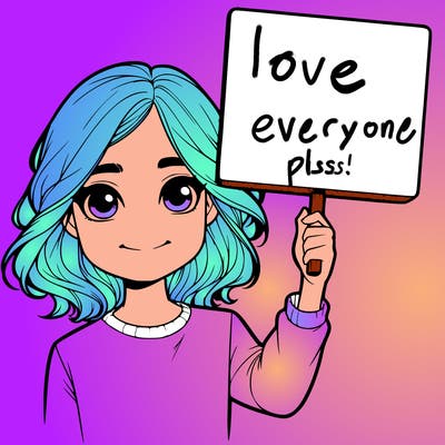 realistic girl holding up a sign