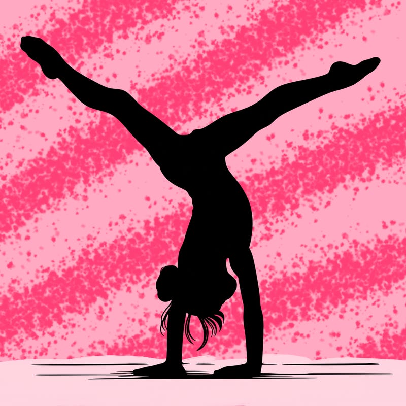 realistic gymnastic hand stand girl in four splits