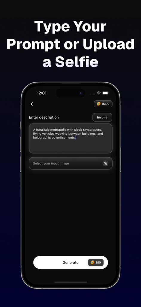 AI Video Generator - VidaxAI - VidaxAI app interface showing a text box to enter video descriptions and an option to upload an image for AI video generation