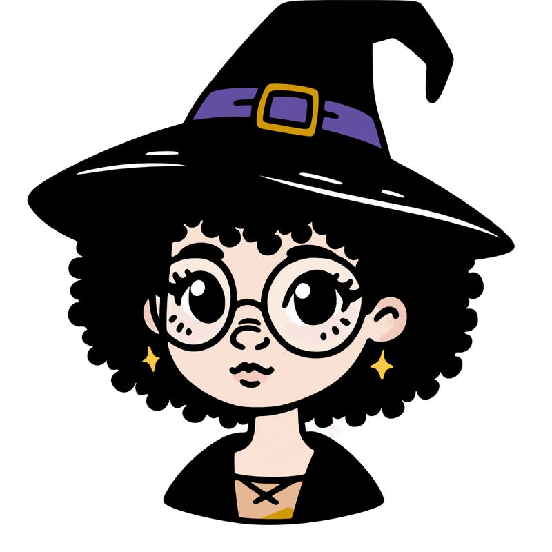 a black person who is a witch and has glasses