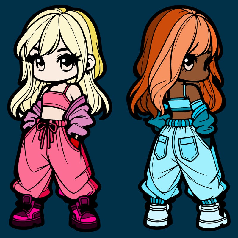 girl in crop top and baggy pants