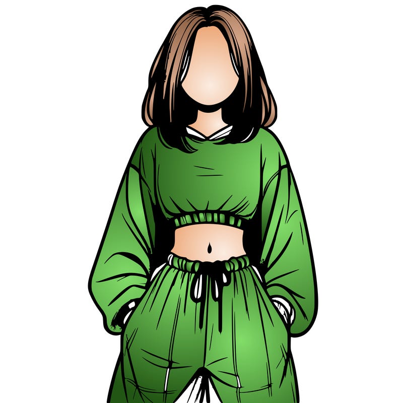 realistic girl faceless with baggy pants and a crop top