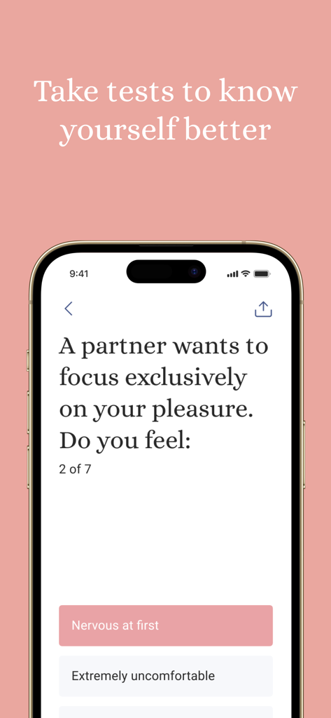 Cuddle: Couples & Relationship - Una captura de pantalla de un cuestionario de relación en la aplicación Cuddle que pregunta sobre los sentimientos de intimidad.
