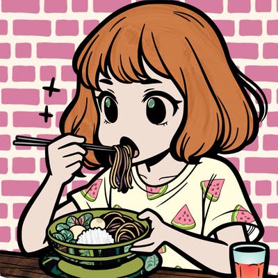 a girl eating food