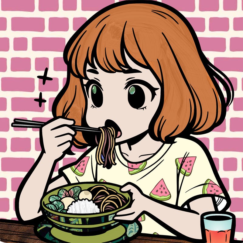 a girl eating food