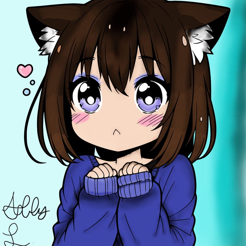 shy anime catgirl