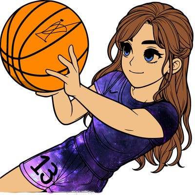 realistic girl playing basketball