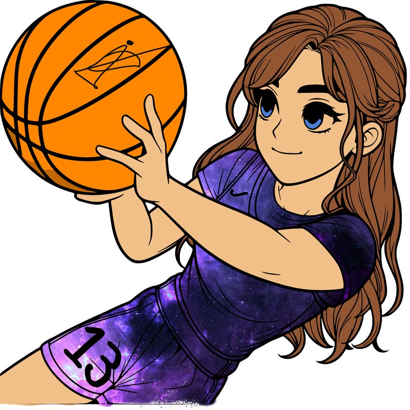 realistic girl playing basketball