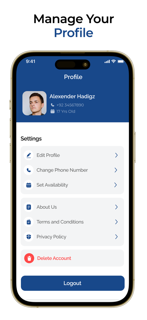 School TaskFlow - Task manager - School TaskFlow user profile and settings management screen