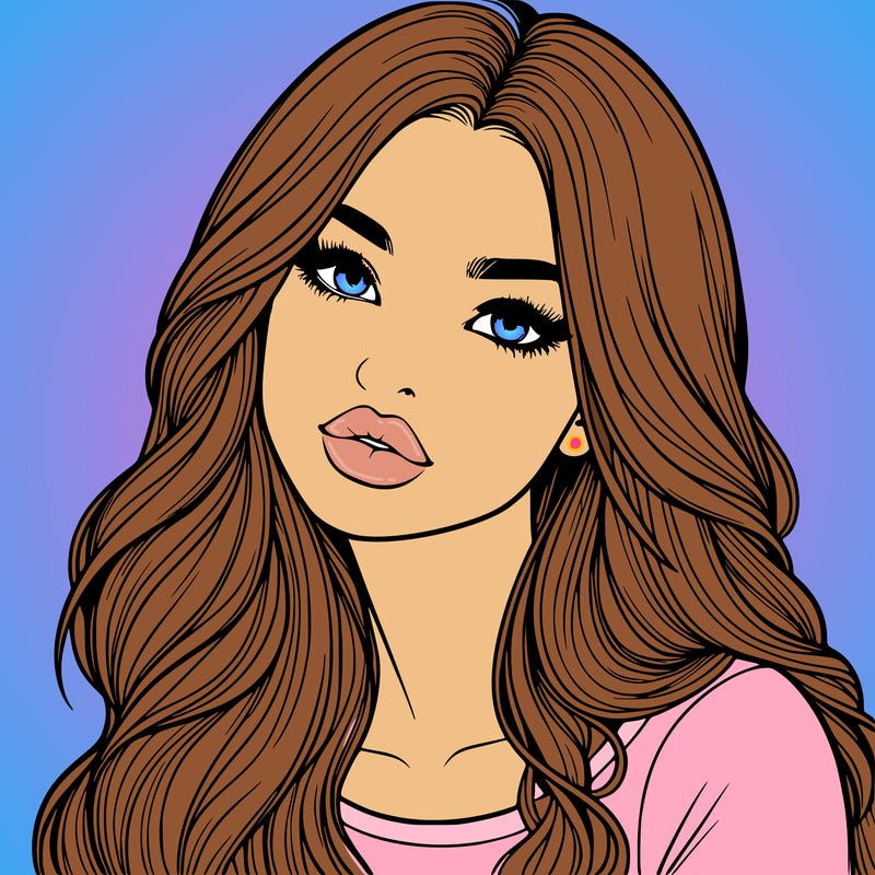 realistic girl with hair on her hair and lips