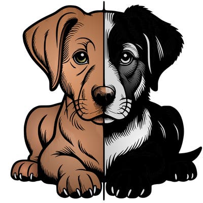 realistic dog split picture