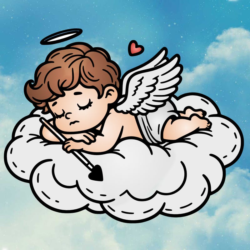 cupid asleep on a cloud
