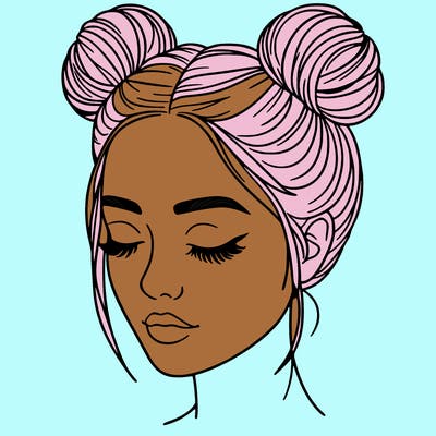 woman with hair buns