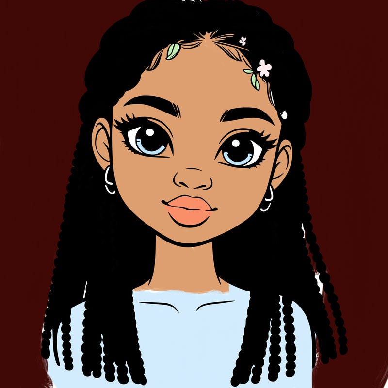 a realistic black girl with braids