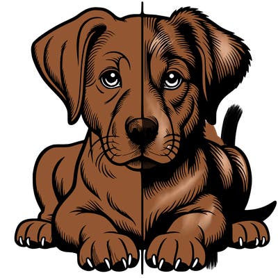 realistic dog split picture