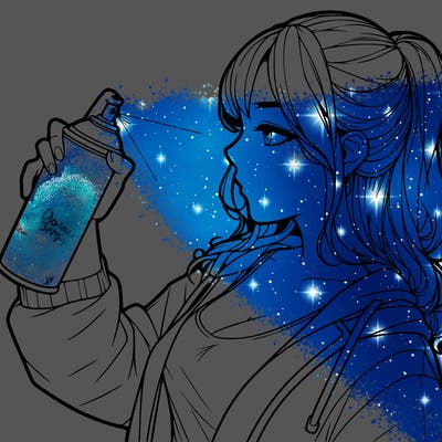 a realistic girl spray, painting