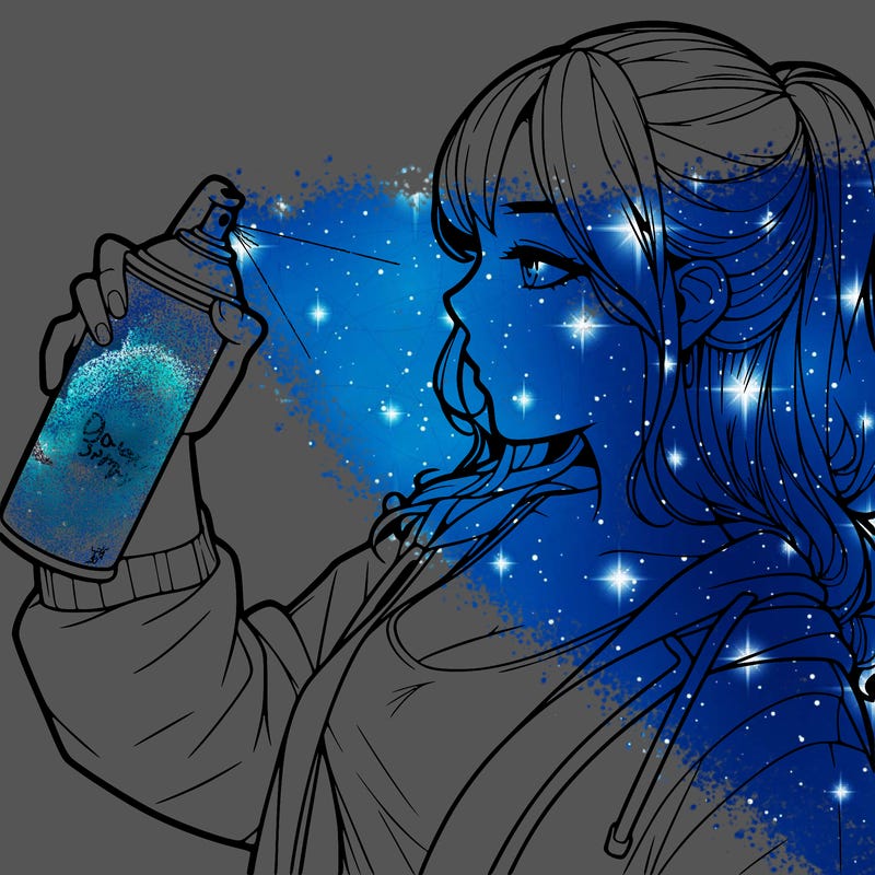 a realistic girl spray, painting