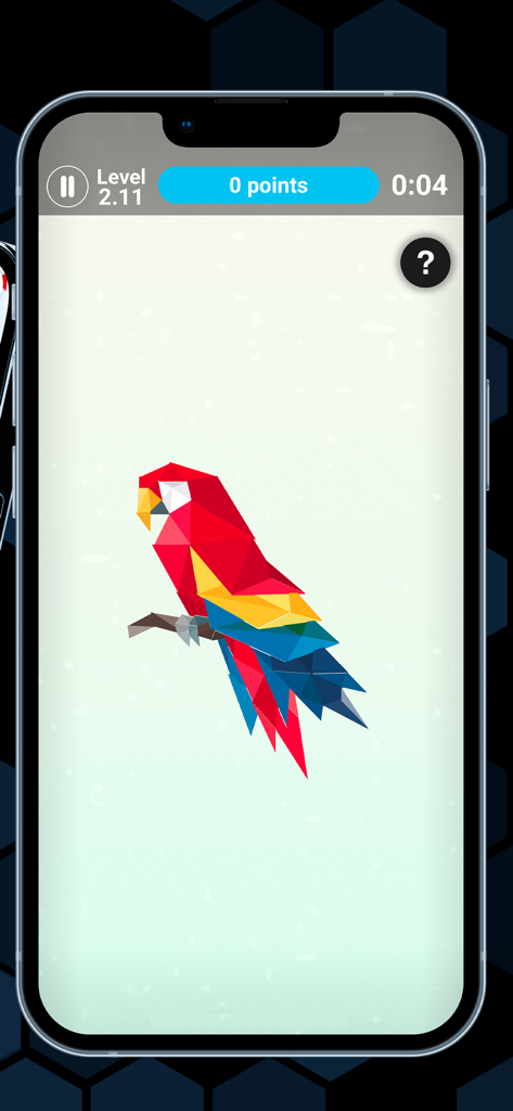 CogniFit - Brain Training - Jogo de treinamento cerebral CogniFit apresentando uma ilustração colorida de um papagaio geométrico