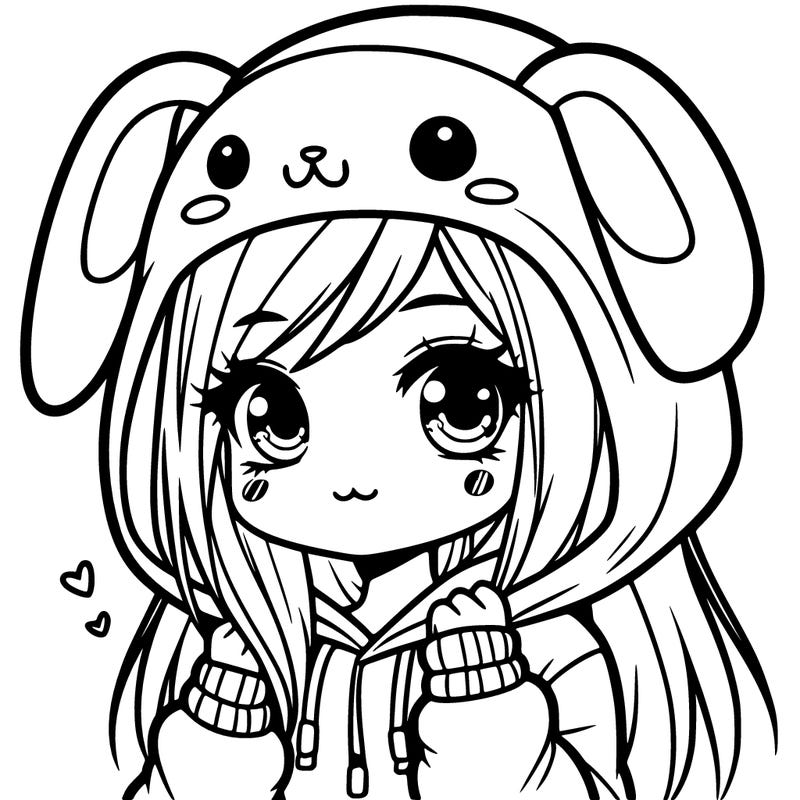 girl with bunny hoddie