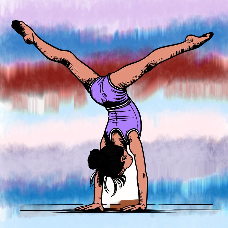 realistic gymnastic hand stand girl in four splits