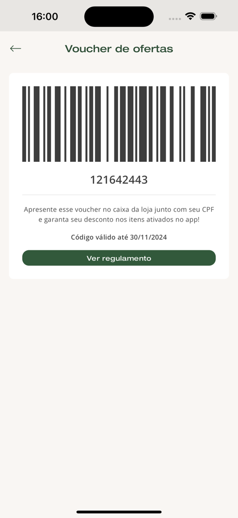 Digital discount voucher with barcode in the St Marche app