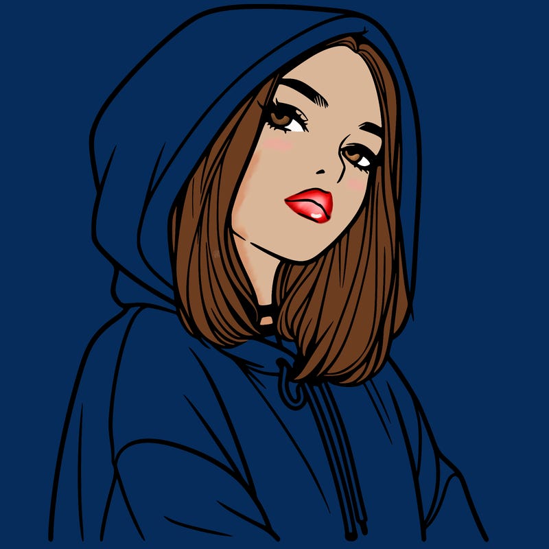 a realistic girl in a hoodie