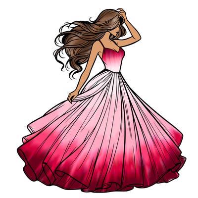 realistic woman with dress flowing in the wind