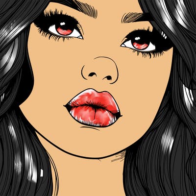 really realistic girl with lips