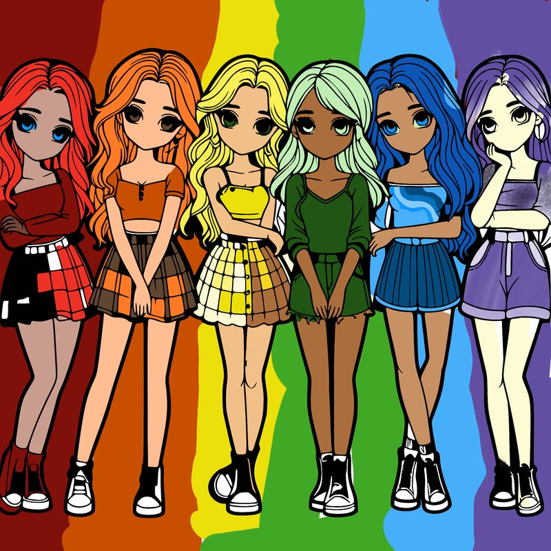 a group of girls realistic