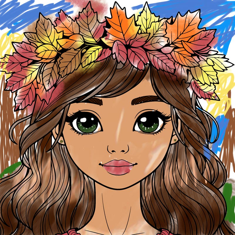 realistic girl with fall leaf crown