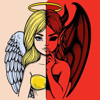 realistic angel half demon