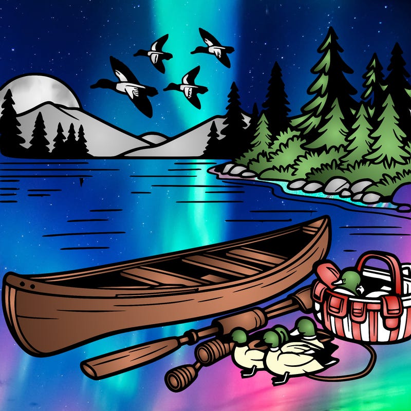 a canoe by the lake for duck hunting