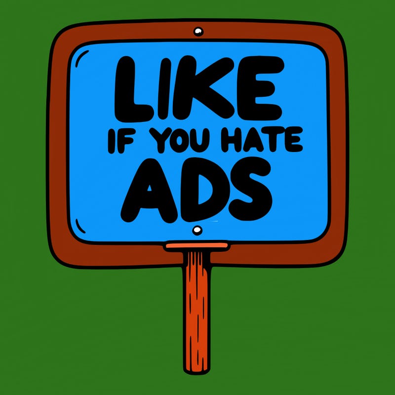 a sign that says like if you hate ads