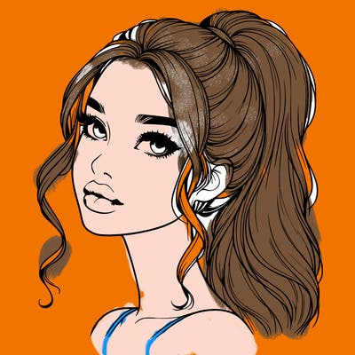 realistic girl with a ponytail on her hair and lips