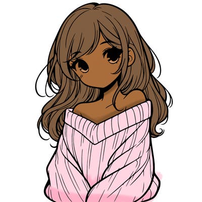 shy pretty girl wearing a sweater that is falling off one shoulder portrait