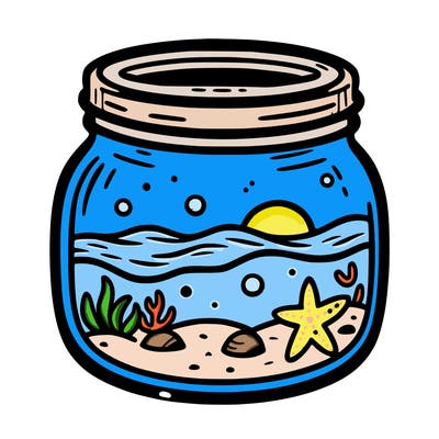 jar with the ocean in it