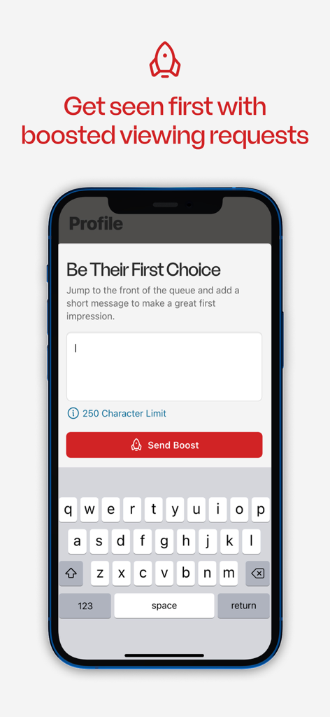 Friends of Friendz - Interface do aplicativo móvel mostrando um recurso de solicitações de visita aprimoradas com um campo de entrada de texto e um botão de Enviar Aprimoramento.