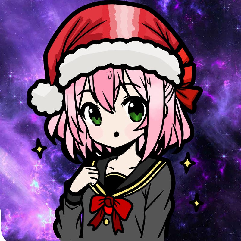 anime girl wearing a santa hat