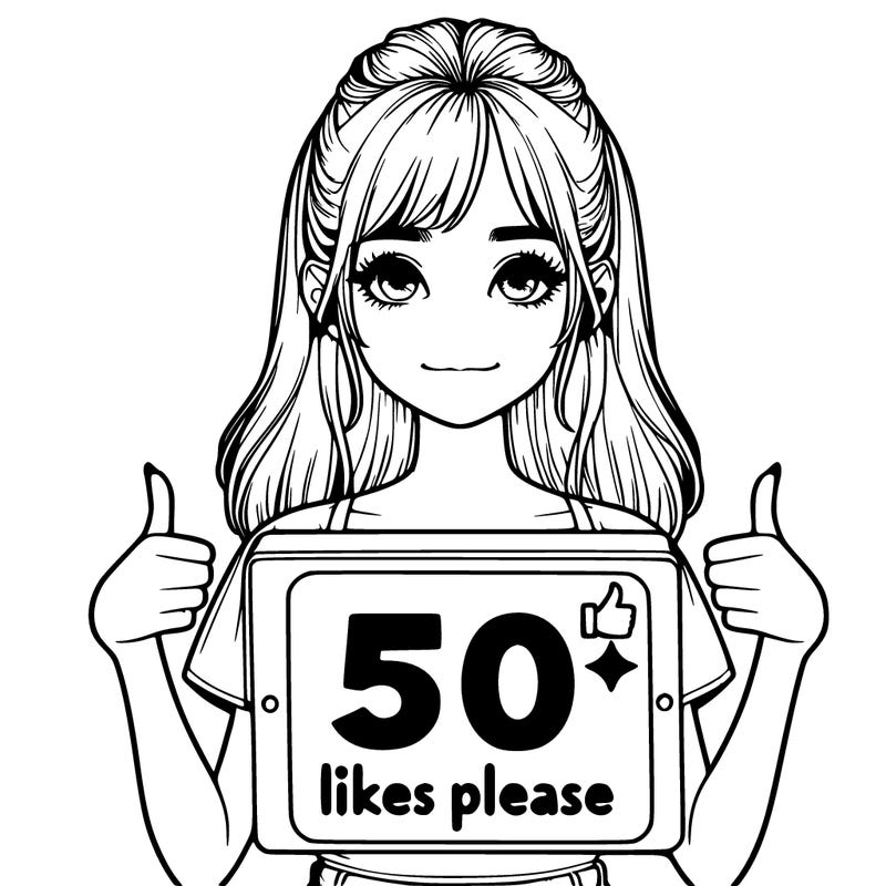 realistic girl holding a 50 likes please sign