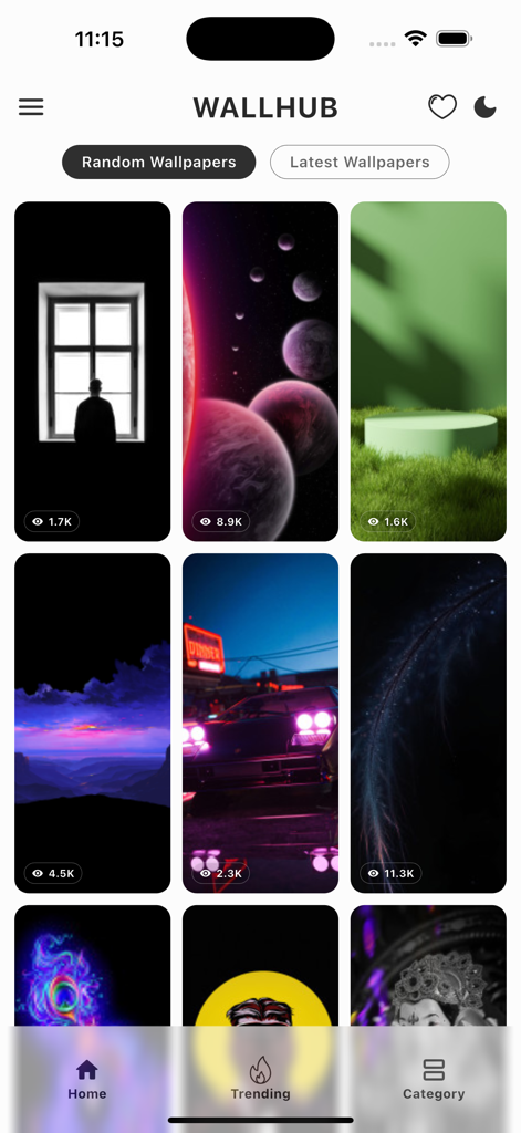 Wallhub Pro : FullHD Wallpaper - A minimalist grid of high quality amoled and aesthetic wallpapers within the Wallhub Pro mobile app