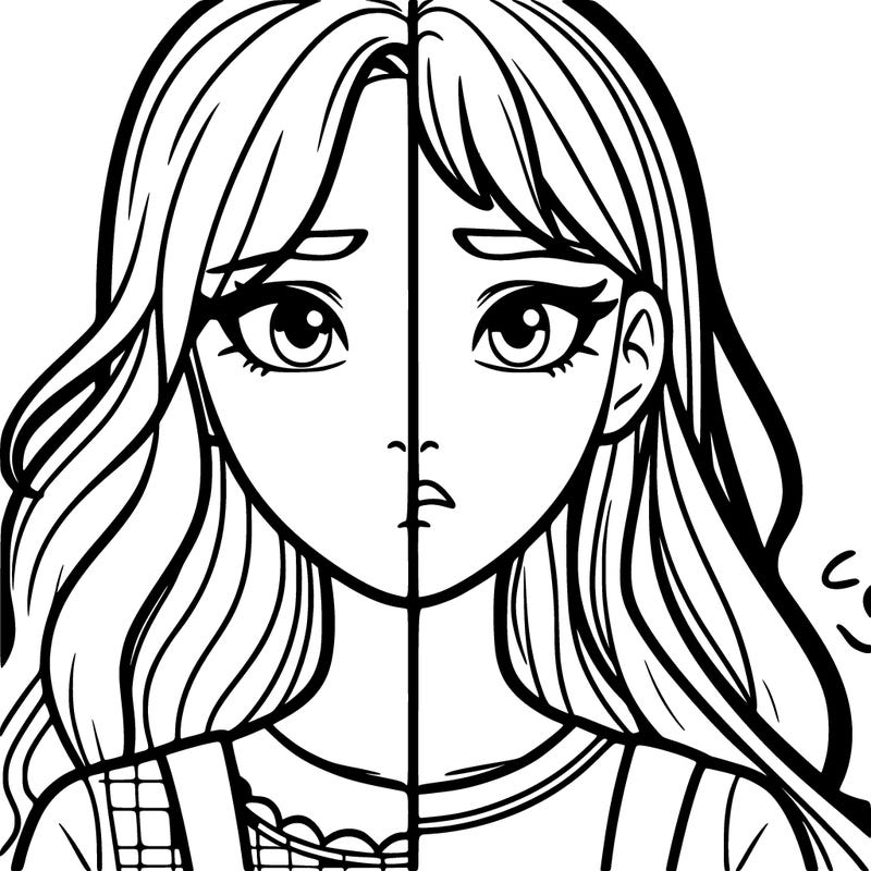 young woman divided