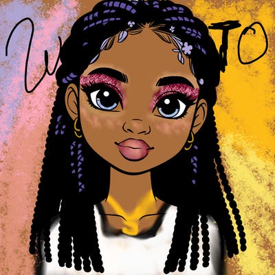 a realistic black girl with braids